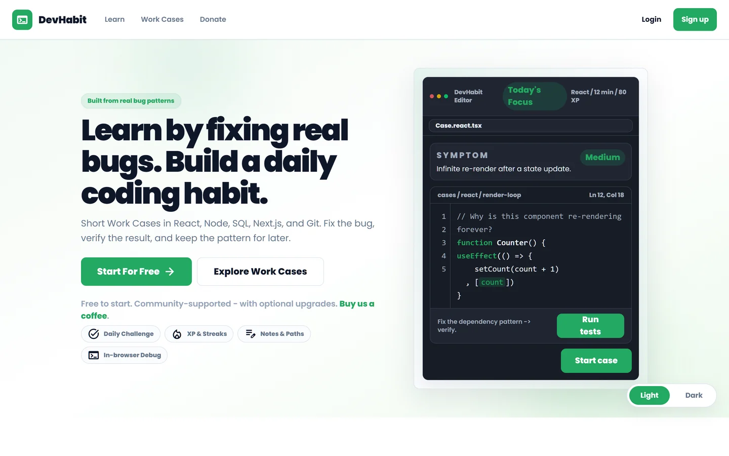 DevHabit landing page built from its own design system