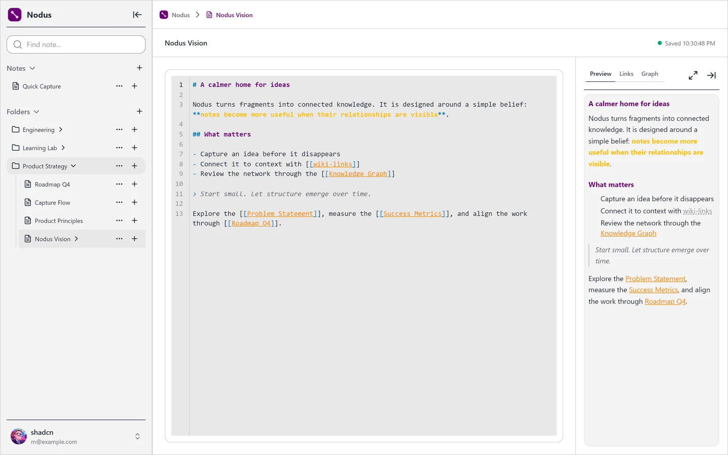 Nodus editor in the light theme